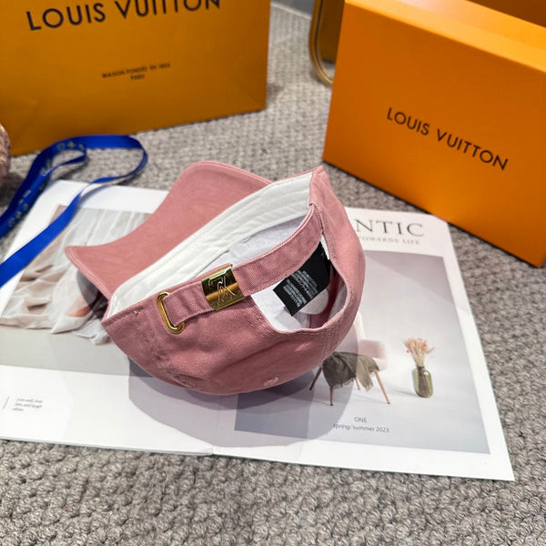 LV 25s Baseball Cap with Logo Embroidery Pink Cotton 983645