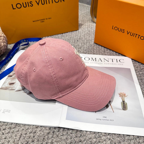 LV 25s Baseball Cap with Logo Embroidery Pink Cotton 983645