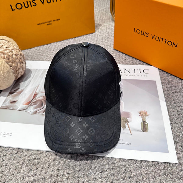 LV Baseball Cap with Logo Embroidery Black Cotton 983646
