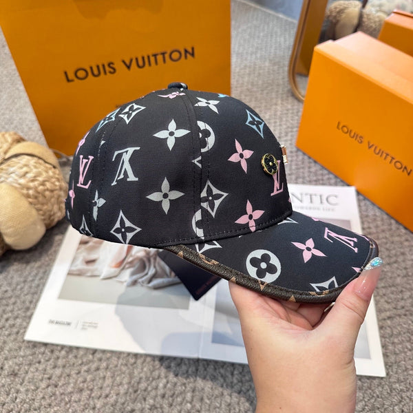 LV Baseball Cap Black Colorful Monogram Pattern Canvas 983652