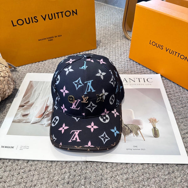 LV Baseball Cap Black Colorful Monogram Pattern Canvas 983652