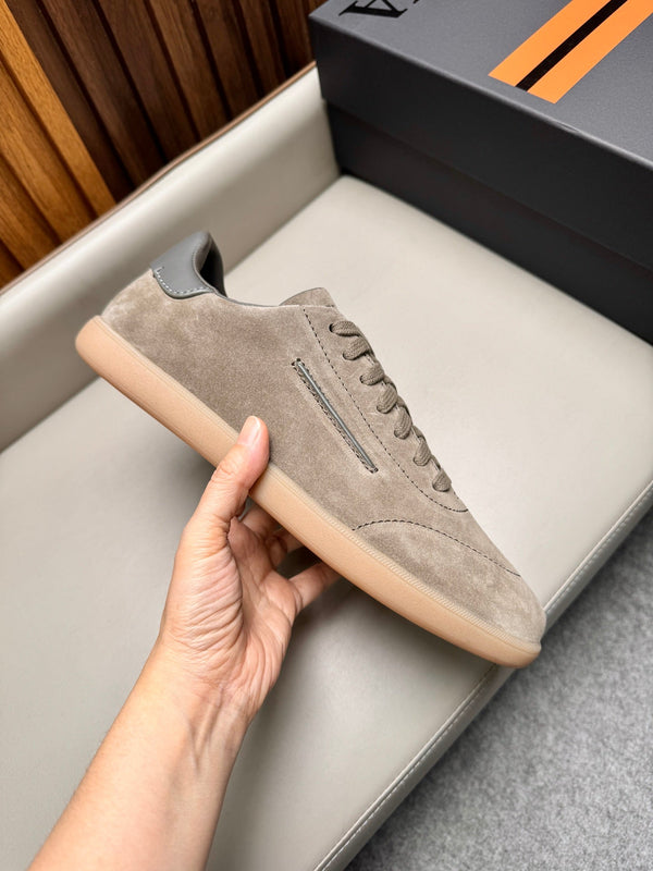 Zegna Men's 232 Low-Top Sneakers Light Taupe Suede