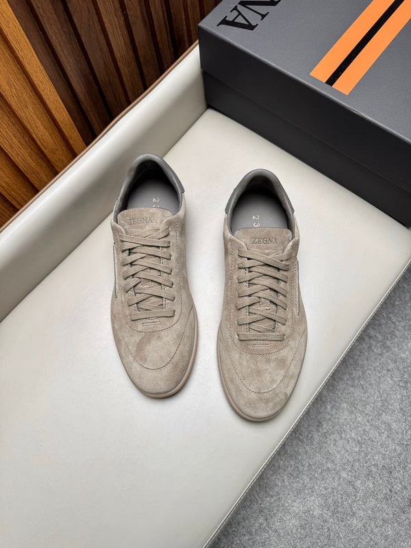 Zegna Men's 232 Low-Top Sneakers Light Taupe Suede