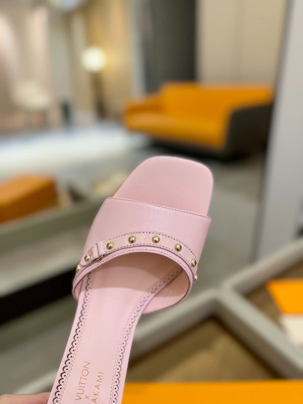 LV x TM 6AM Mule 4cm Pink Sheepskin 241216
