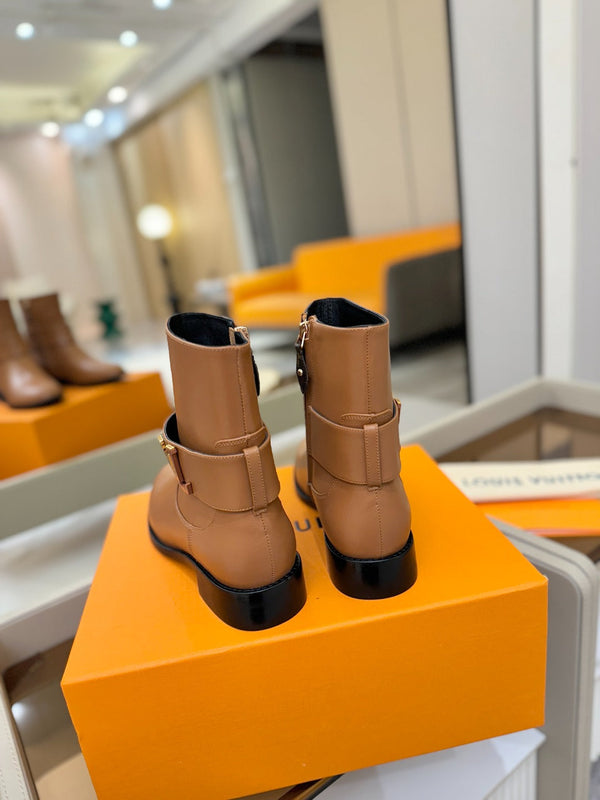 LV Midtown Flat Ankle Boot Light Brown Cowhide 574329