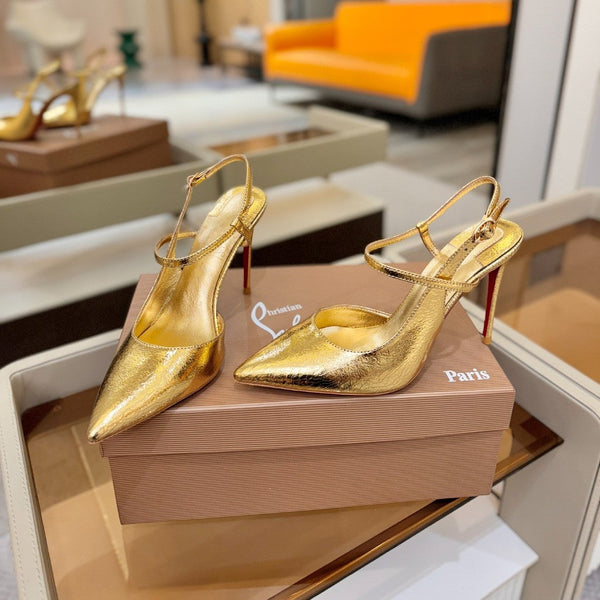 CL Jenlove Slingback 10.5cm Gold Leather 635810