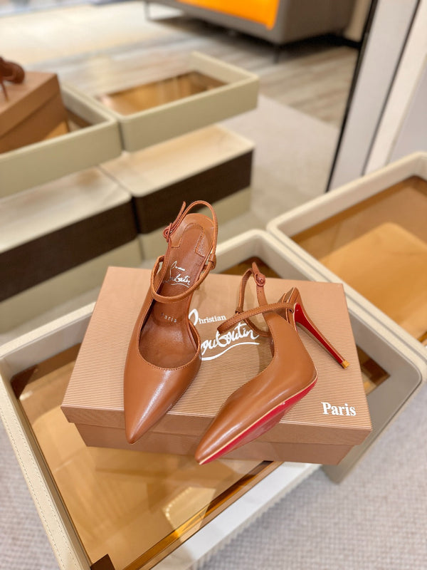 CL Jenlove Slingback 10.5cm Brown Leather 635812