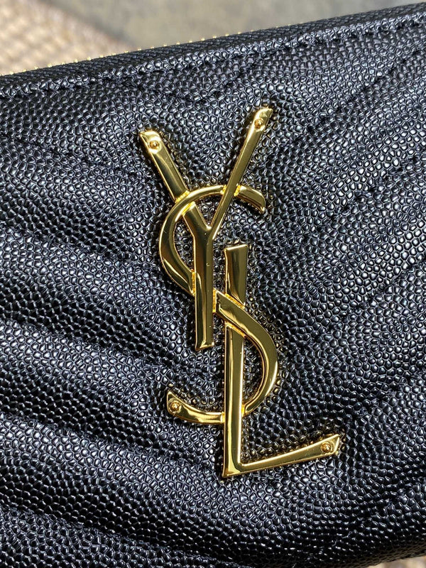 YSL Zippy Long Wallet Black Caviar Cowhide GHW