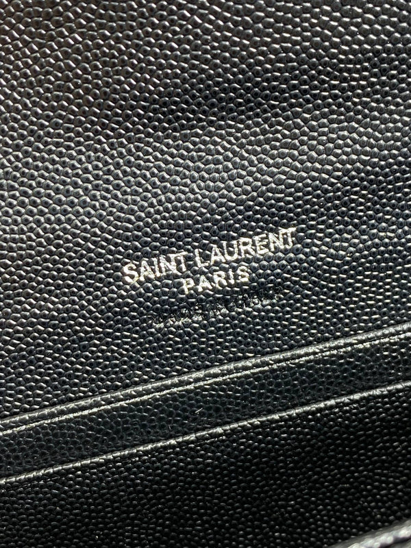 YSL Monogram Card Flap Wallet 13.5cm All Black Caviar Cowhide
