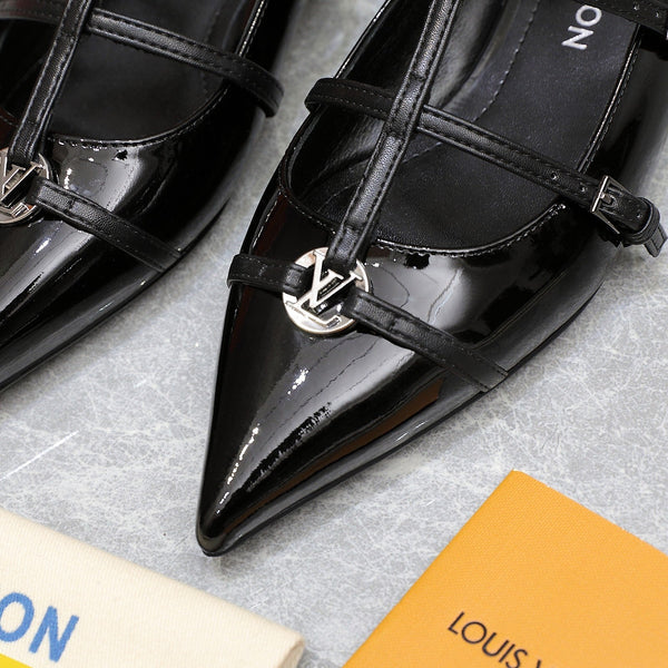 LV 6AM Flat Ballerina Black Patent Leather 601541