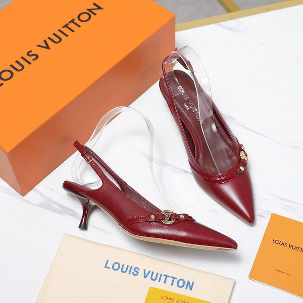 LV 6AM Slingback Pump 5cm Burgundy Sheepskin 601543