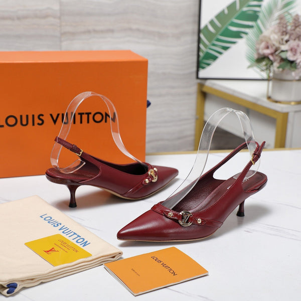 LV 6AM Slingback Pump 5cm Burgundy Sheepskin 601543