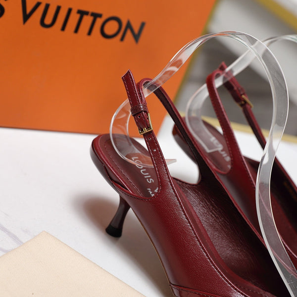 LV 6AM Slingback Pump 5cm Burgundy Sheepskin 601543
