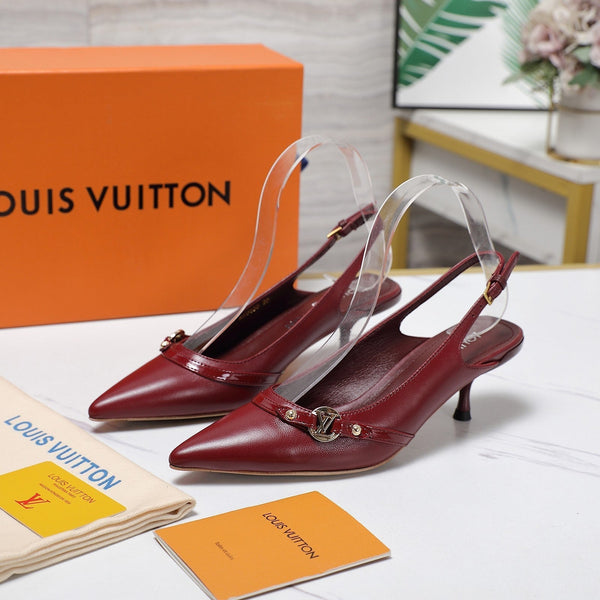 LV 6AM Slingback Pump 5cm Burgundy Sheepskin 601543