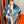 Square Scarf 90 CM Charcoal Blue Colorful Silk
