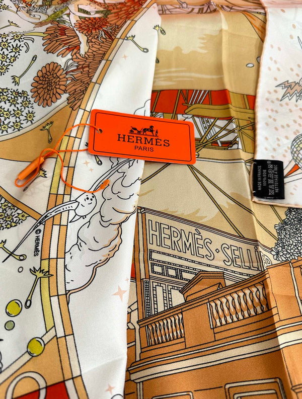 Flagship Silk Scarf 90 CM White Colorful