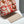 STEEPLE 28 BAG IN OFF-WHITE MIX LIGHT RED CANVAS AND BROWN SWIFT LEATHER