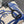 STEEPLE 28 BAG IN OFF-WHITE MIX BLUE CANVAS AND BLACK CALFSKIN