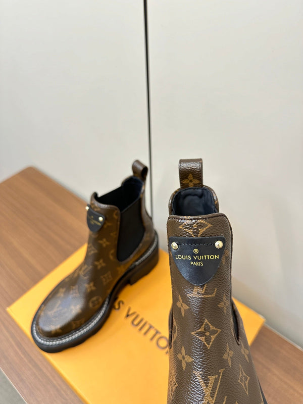 LV Beaubourg Ankle Boots Dark Brown Monogram Cowhide