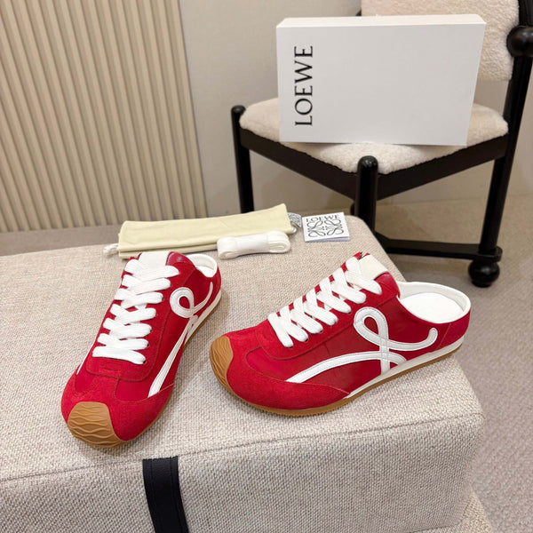 Loe Ballet Runner Slip-On Red Suede Nylon 833799