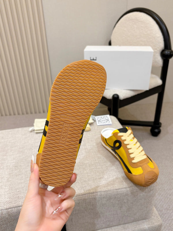 Loe Ballet Runner Slip-On Brown Yellow Suede Nylon 833802