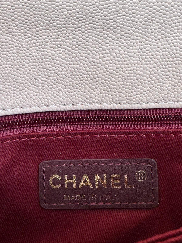 coco handle flap bag 24cm pastel pink red quilted caviar leather