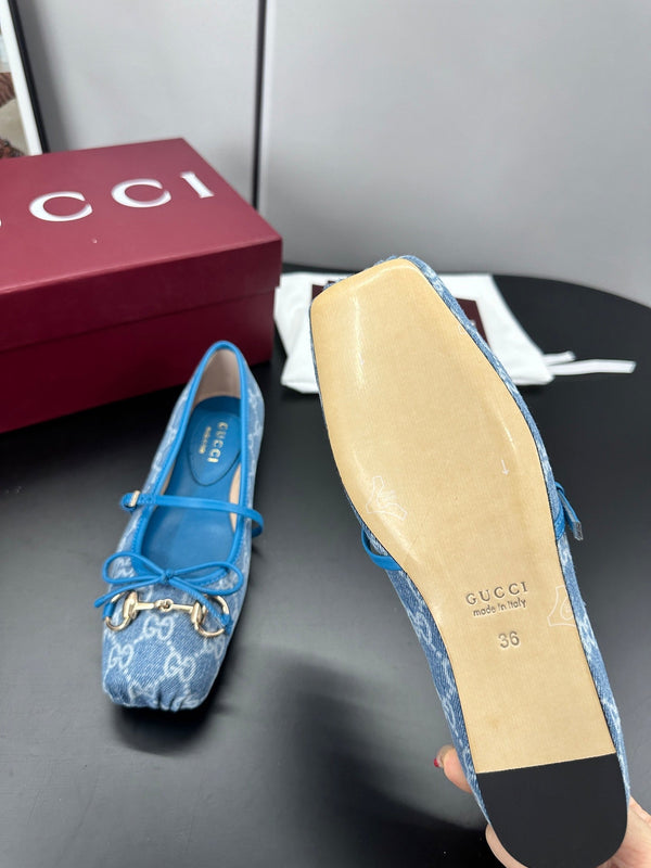 GG 26s Ballet Flats In Blue Denim