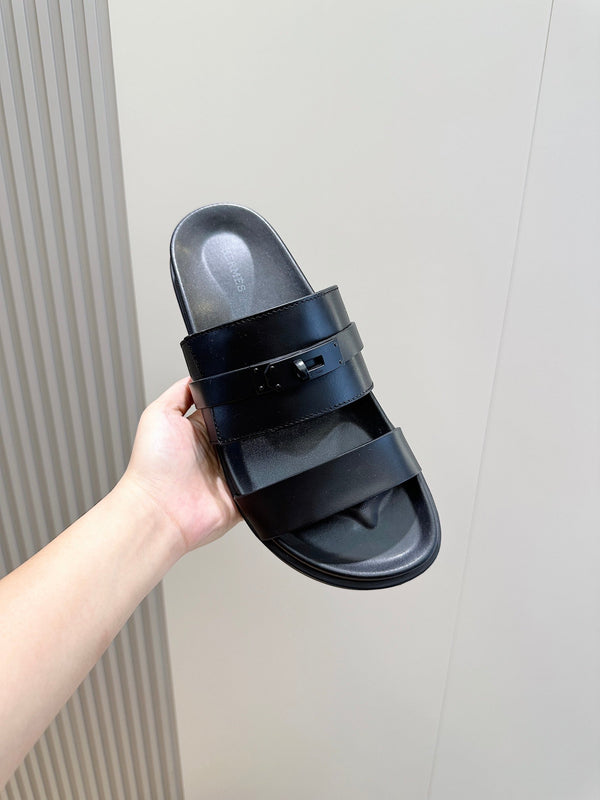 HM Men's Jackson Slide Black Calfskin 547712
