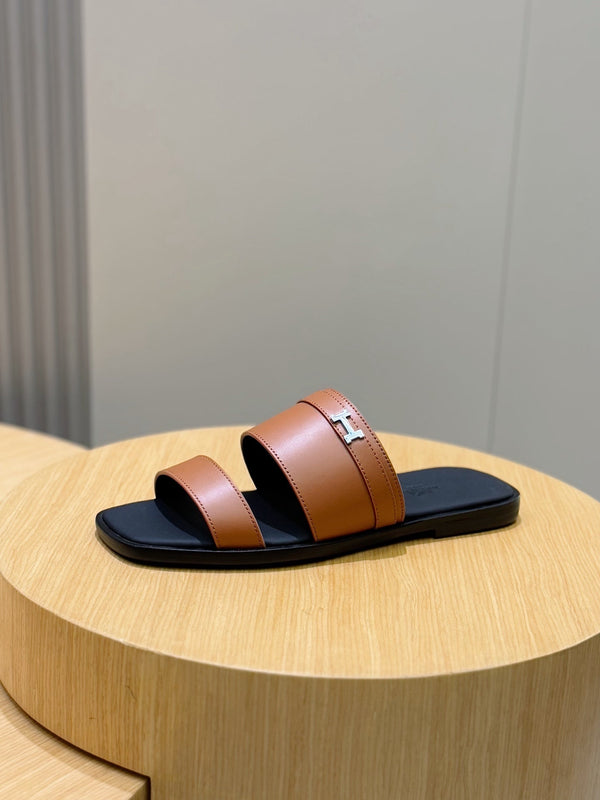 HM Men's 25 Slide Brown Calfskin 599978