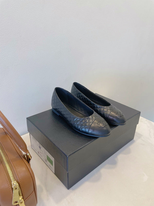 CC 25A Ballet Flat Quited Black Sheepskin 530541
