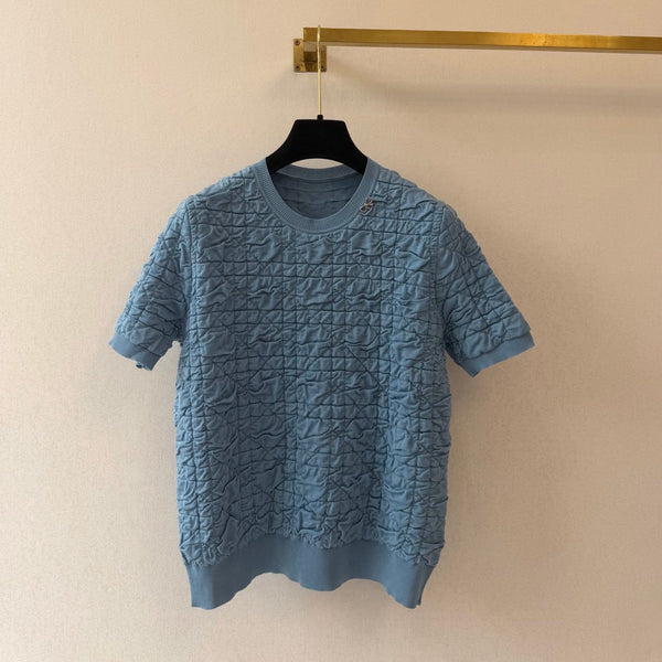 CD Crew Neck Short-Sleeved Shirt Stale Blue Slik 394819