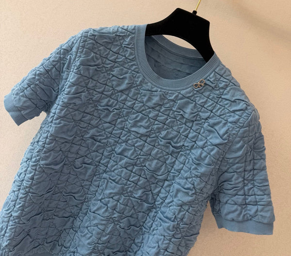 CD Crew Neck Short-Sleeved Shirt Stale Blue Slik 394819