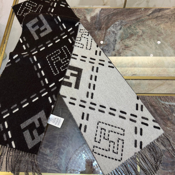 FF 210CM Scarf Black Mix Ivory Sheep Wool 100250