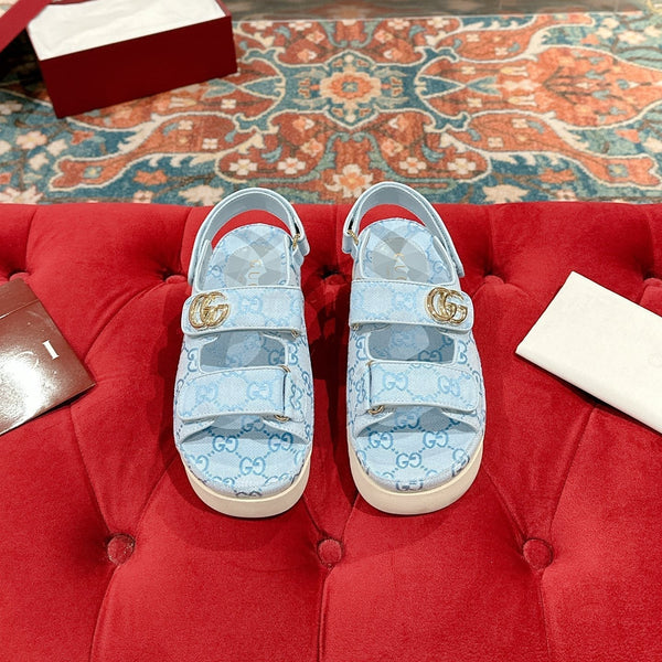 GG 26s Double G Sandals Light Blue Canvas 929383