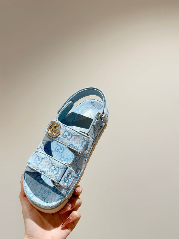 GG 26s Double G Sandals Light Blue Canvas 929383