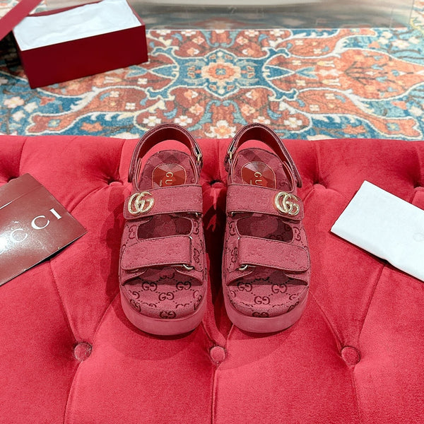 GG 26s Double G Sandals Red Canvas 929384