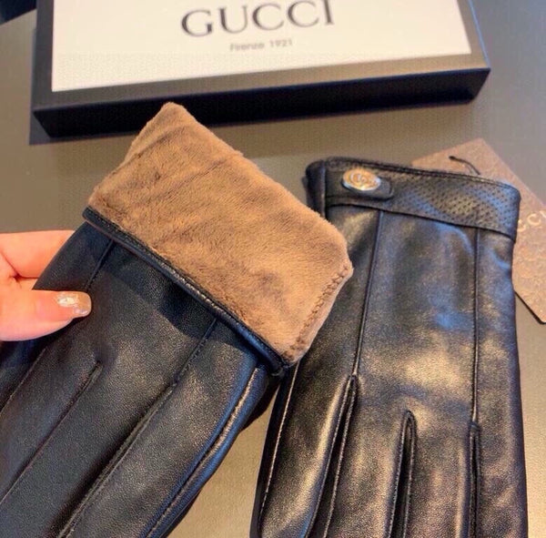 GLOVES IN BLACK CALFSKIN AND FLEECE LINING 465014