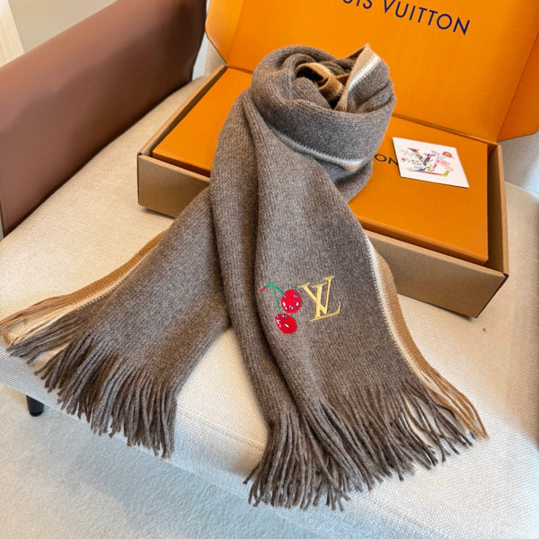 LV 25ss Scarf 180CM Brown Knitted Cashmere 292791