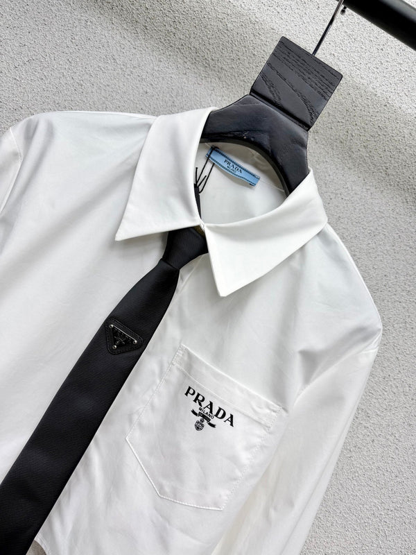 Pra Short Shirt with Tie White Cotton 398346