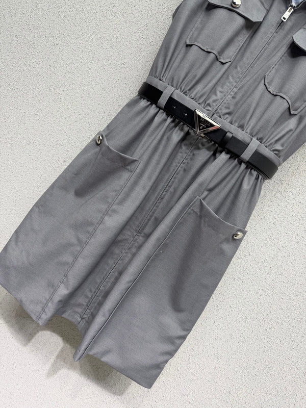 Pra 26s Striped Collared Sleeveless Dress 393957