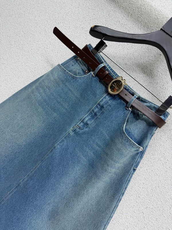 CD 26s Midi Skirts Washed Blue Denim 397750