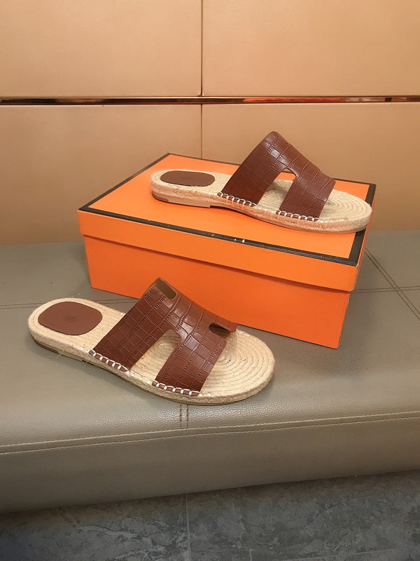HM Men's Antigua Espadrille Brown Embossed Cowhide 704132