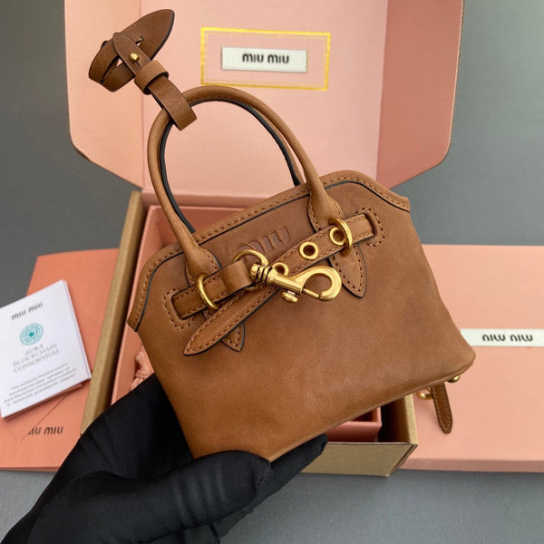 Miu 12.5 Aventure Nappa Leather Bag Oak 240399