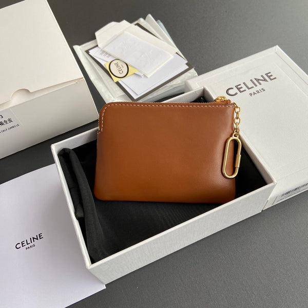 TRIOMPHE Coin Purse Cuir Tan Calfskin