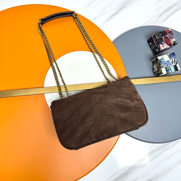YSL Loulou Small Bag 24cm Coffee Suede 285673