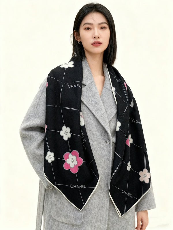CC 25 Scarf 140cm Black Pink White Cashmere 293175