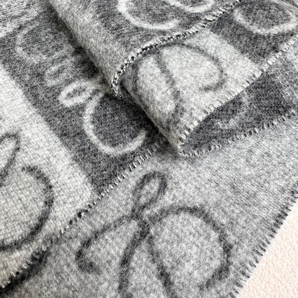 Loewe Scarf 180CM Black Gray Wool Cashmere 968612
