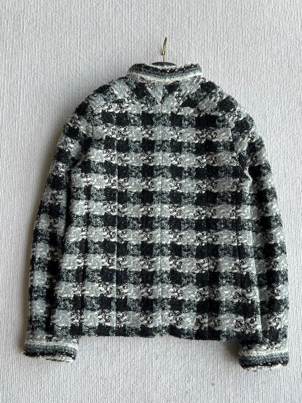 Chanel 2025 Plaid Tweed Jacket Black Wool Polyester 325363