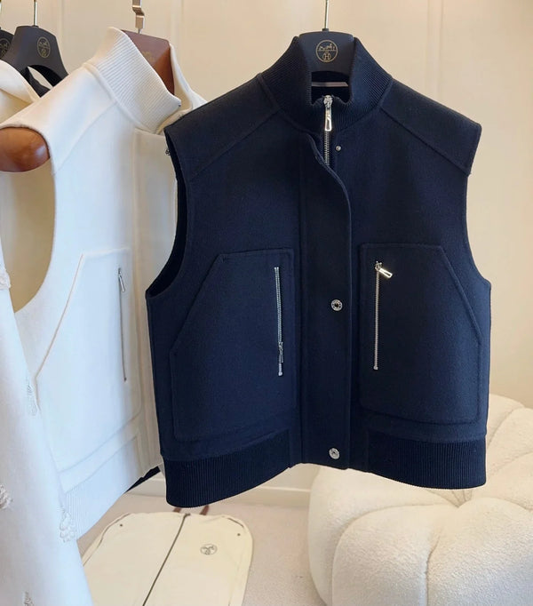 HM 25 Cashmere Embroidered Leather Vest