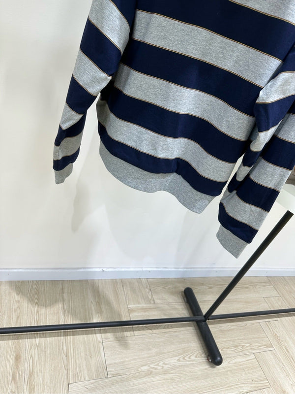 Miu 26s Striped Jersey Hoodie Blue Gray Cotton 349687